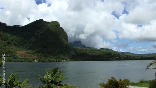 Mount Tapioi covered by clouds, Raiatea, Society Islands, French Polynesia. photo