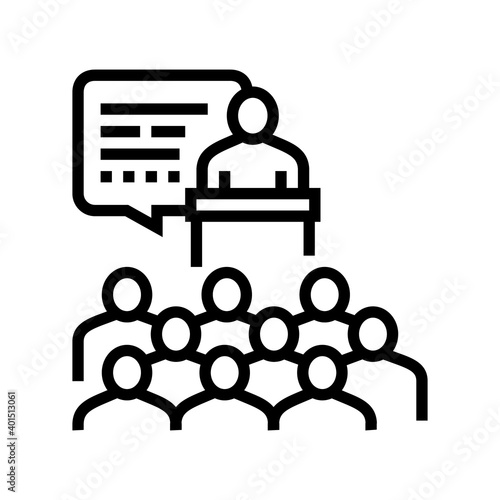parents meeting line icon vector. parents meeting sign. isolated contour symbol black illustration