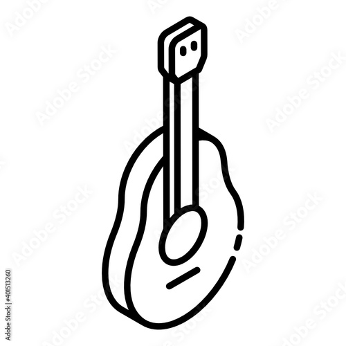 
Fiddle musical instrument, glyph isometric icon of guitar 
