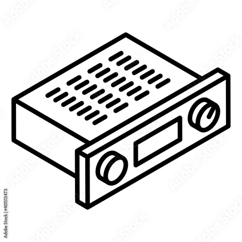 
Amplifier icon of glyph isometric style, audio transmit device 
