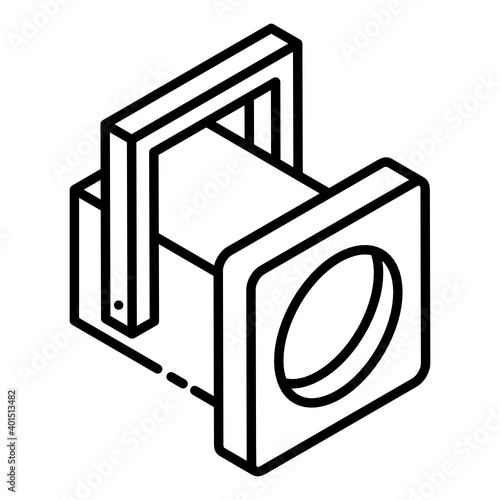 
Searchlight, spotlight icon of glyph isometric style 
