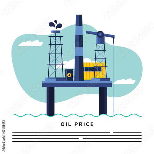 petroleum platform and oil price lettering