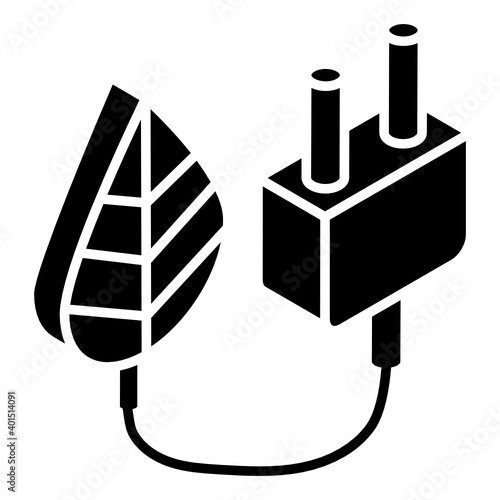 
Icon of a leaf connected with a plug depicting bioenergy 
