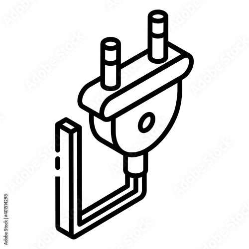 
A glyph isometric design of electric plug icon
