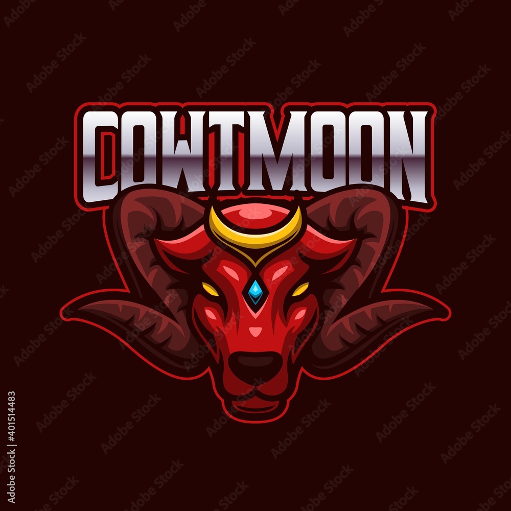 Red Cow Bull E-sports Mascot Gaming Logo Template