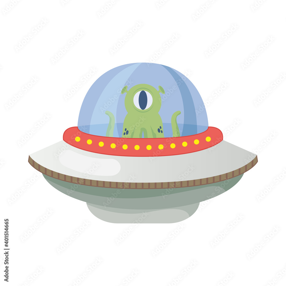 alien comic character with tentacles in ufo alien comic character with tentacles in ufo