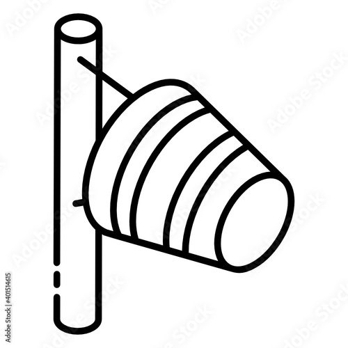 
A cone mounted on a mast showcasing windsock icon
