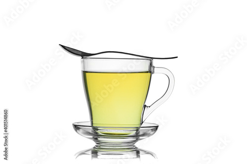 Green tea cup isolated on white background