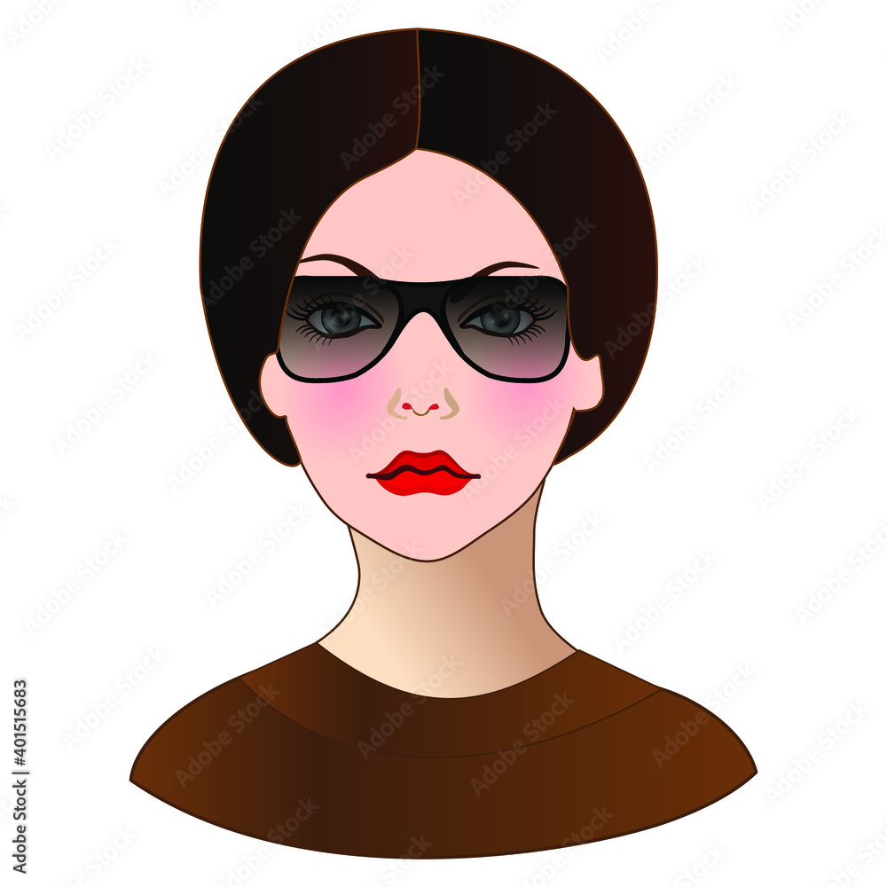 emoji with serious emotionless security woman wearing dark glasses that symbolize respect and authority, simplistic facial expression vector illustration, hand drawn emoticon emoji with serious emotionless security woman wearing dark glasses that symbolize respect and authority, simplistic facial expression vector illustration, hand drawn emoticon