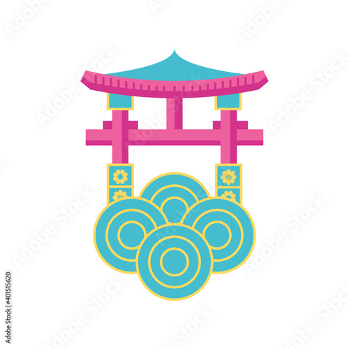 chinese arch with cloud vector design