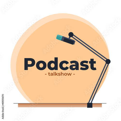 Podcast talkshow vector illustration with microphone