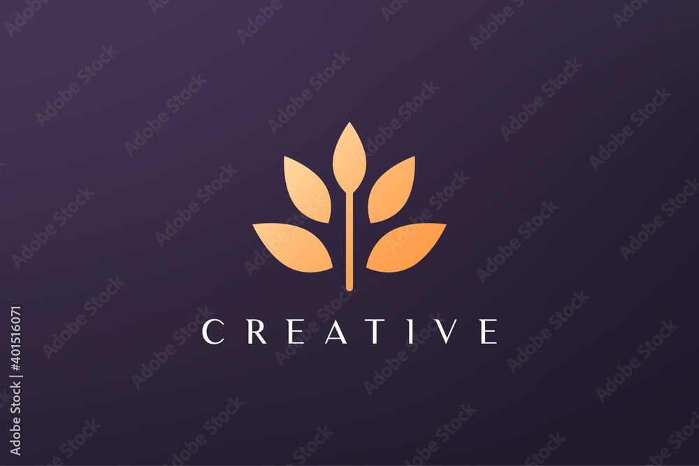 gold leaf luxury flower logo in simple shape with modern style gold leaf luxury flower logo in simple shape with modern style