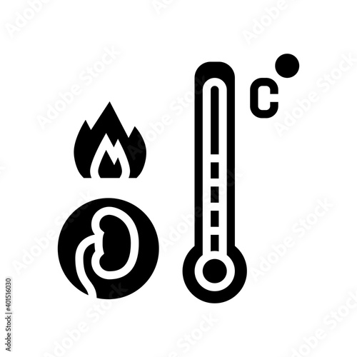 burning pain kidneys glyph icon vector. burning pain kidneys sign. isolated contour symbol black illustration