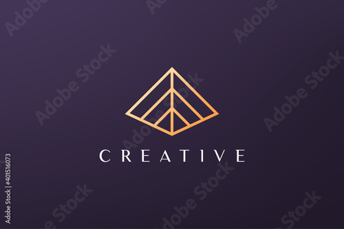 simple and modern triangular pyramid logo in luxurious style