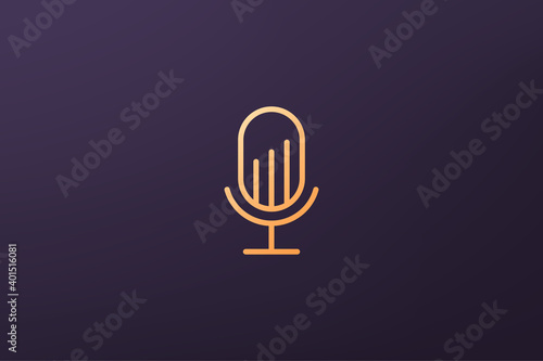 simple financial podcast mic logo with a modern and luxurious style