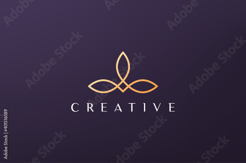gold leaf luxury flower logo in simple shape with modern style