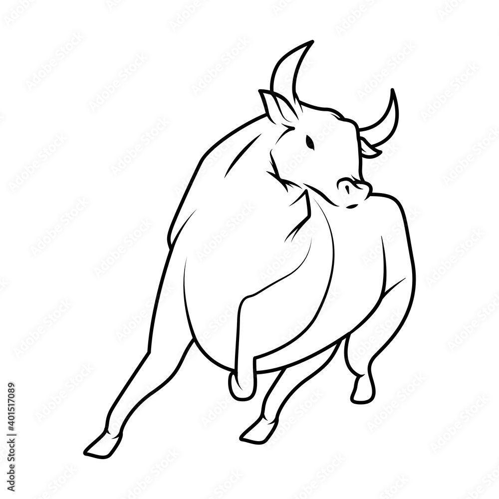 chinesse New Year ox animal line style icon