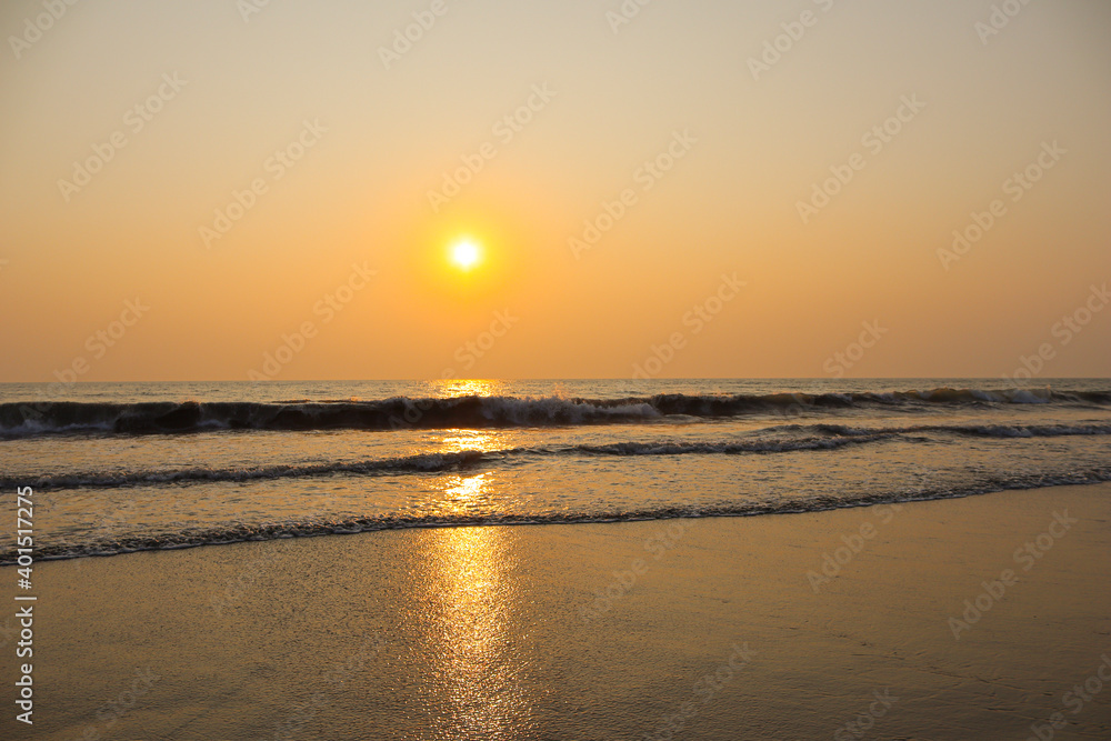 sunset on the beach in the Evening Time.