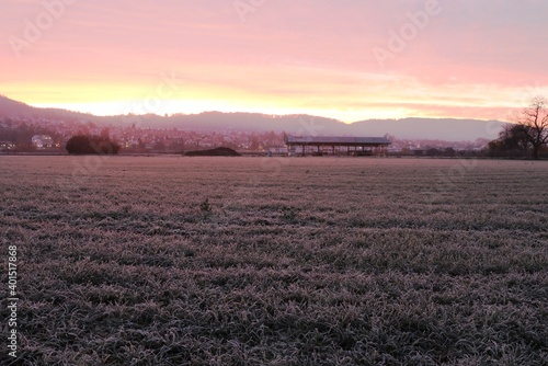 kalter Sonnenaufgang Weinheim Waid