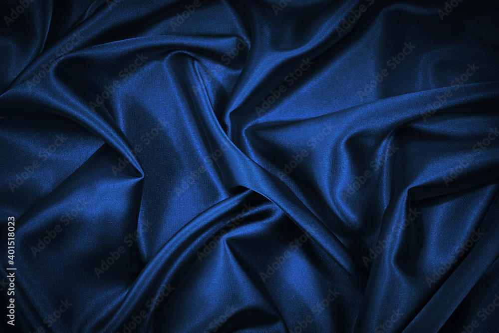 Soft folds of blue silk cloth texture., Stock image