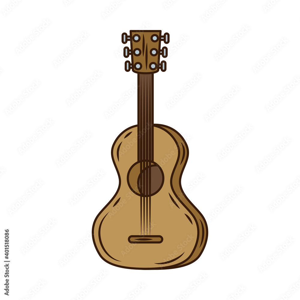 Fototapeta premium guitar musical instrument line and fill style icon