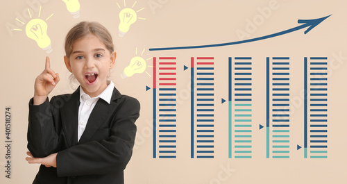 Little businesswoman on col...