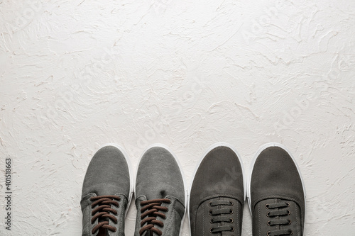 Stylish shoes on white background