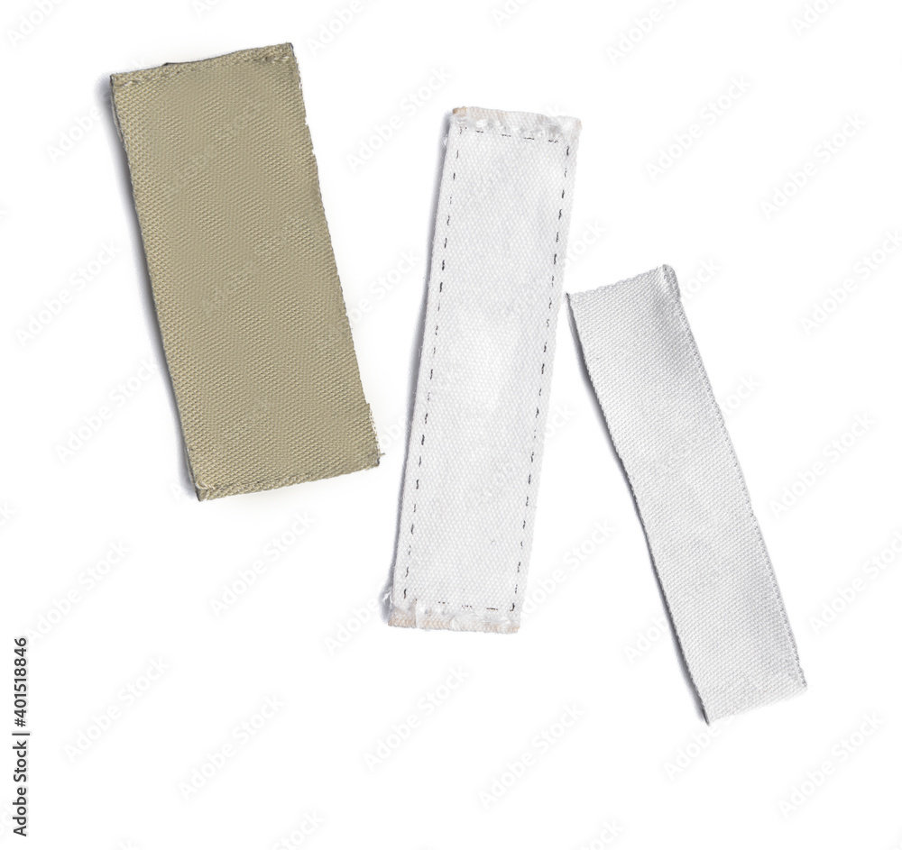 Clothing labels on white background Clothing labels on white background