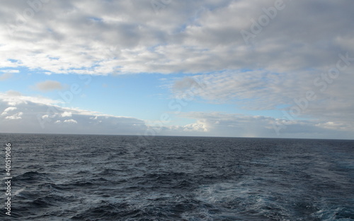 blue sky over the ocean in Antarctica winter