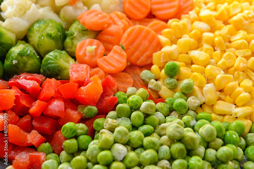 Frozen vegetables as background  closeup