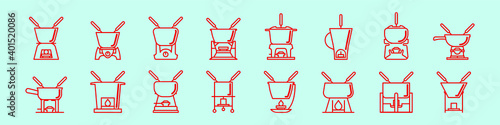 set of caquelon fondue cartoon icon design template with various models. vector illustration isolated on blue background