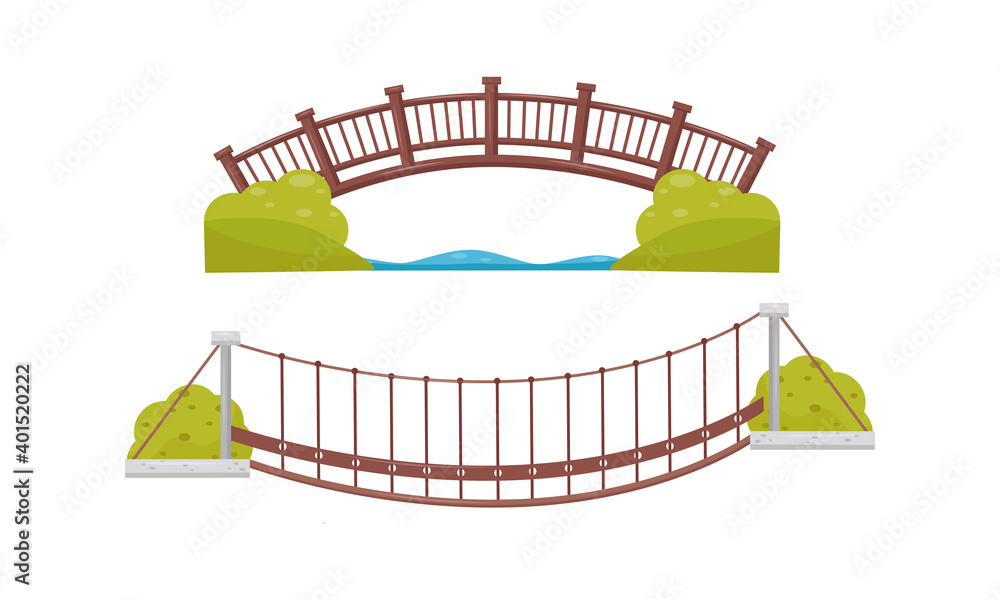 Wooden and Suspended Bridge as Structure for Spanning Physical Obstacle Vector Set