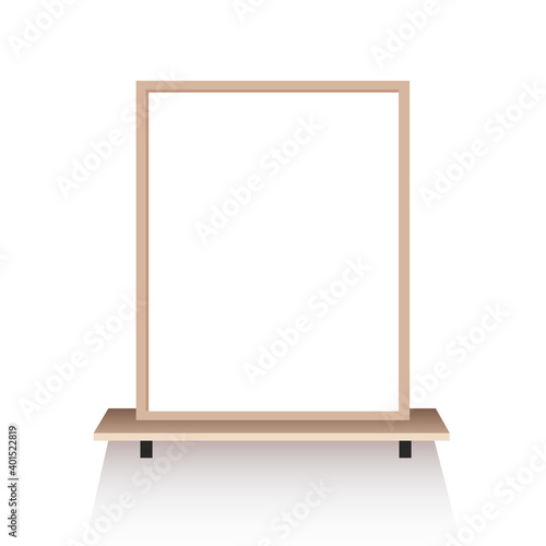 Blank wood frame on a hanging table