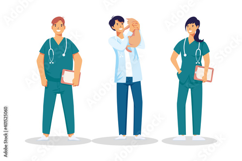 veterinary medical staff workers professions avatars characters