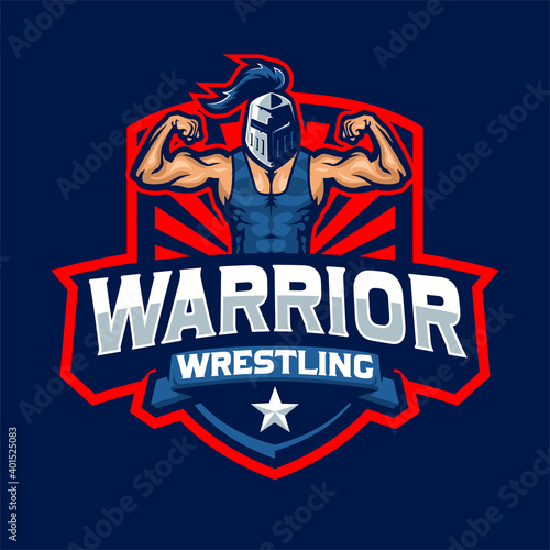 Warrior wrestling mascot logo