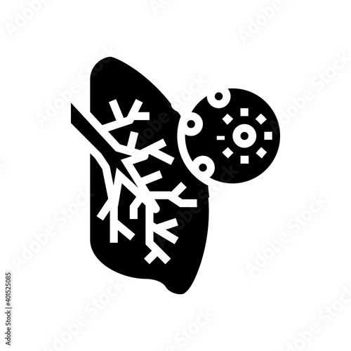 infection and virus of lungs glyph icon vector. infection and virus of lungs sign. isolated contour symbol black illustration