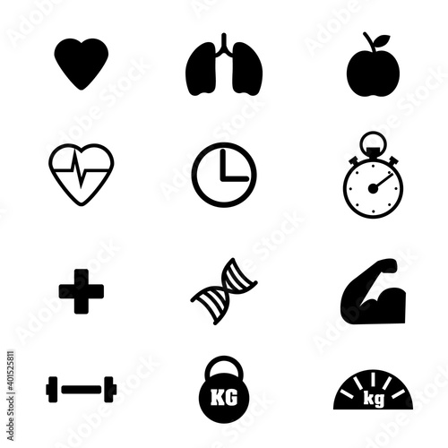 Vector healthcare and fitness icons set