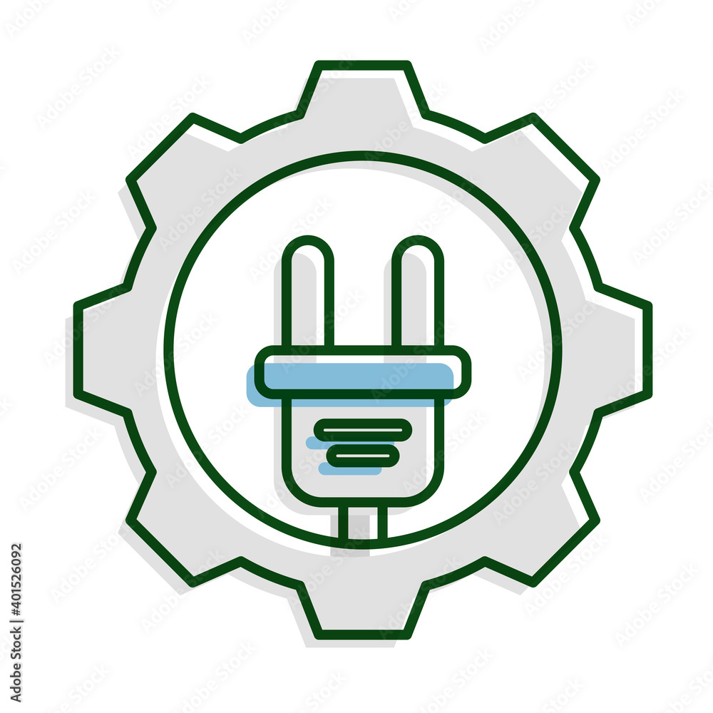 energy plug in gear ecology line and fill icon energy plug in gear ecology line and fill icon