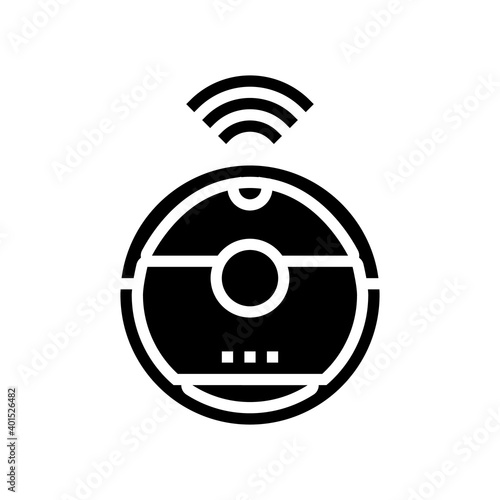 robotic vaccum cleaner glyph icon vector. robotic vaccum cleaner sign. isolated contour symbol black illustration