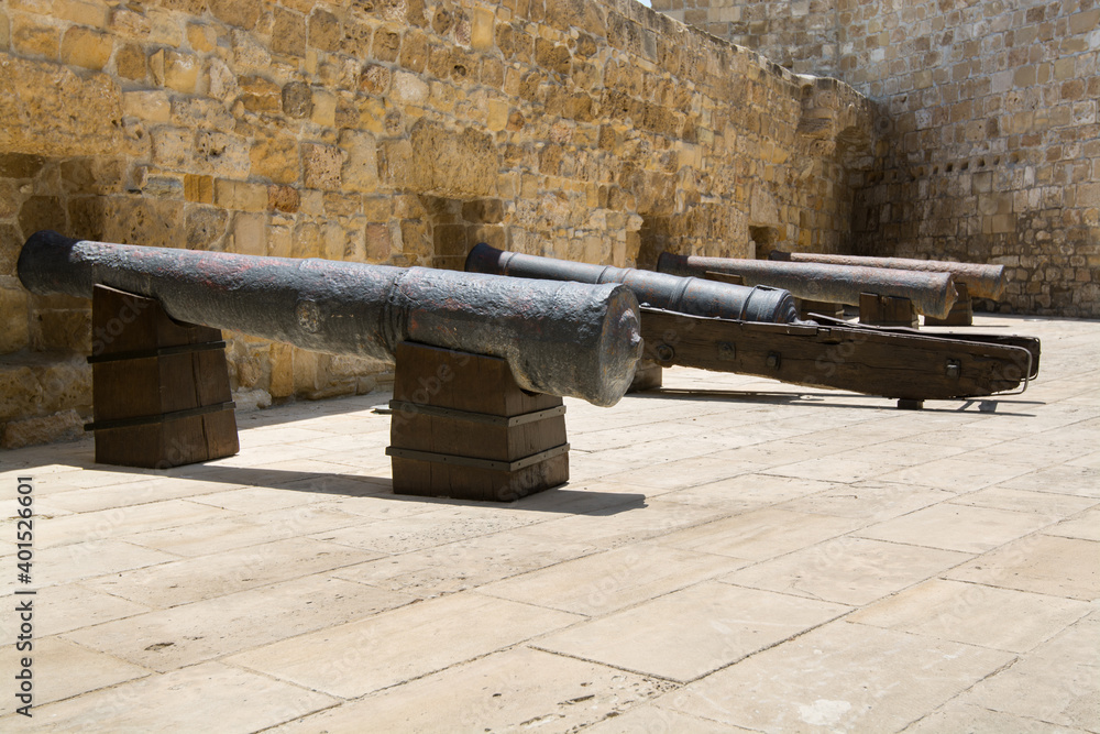 Cannons in Medieval castle  