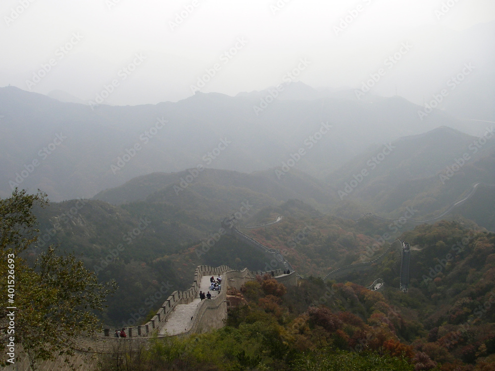 China, Great wall and mountain landscape