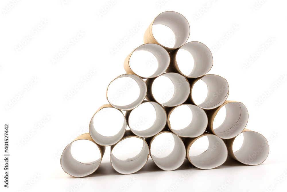 empty paper toilet rolls on white background empty paper toilet rolls on white background