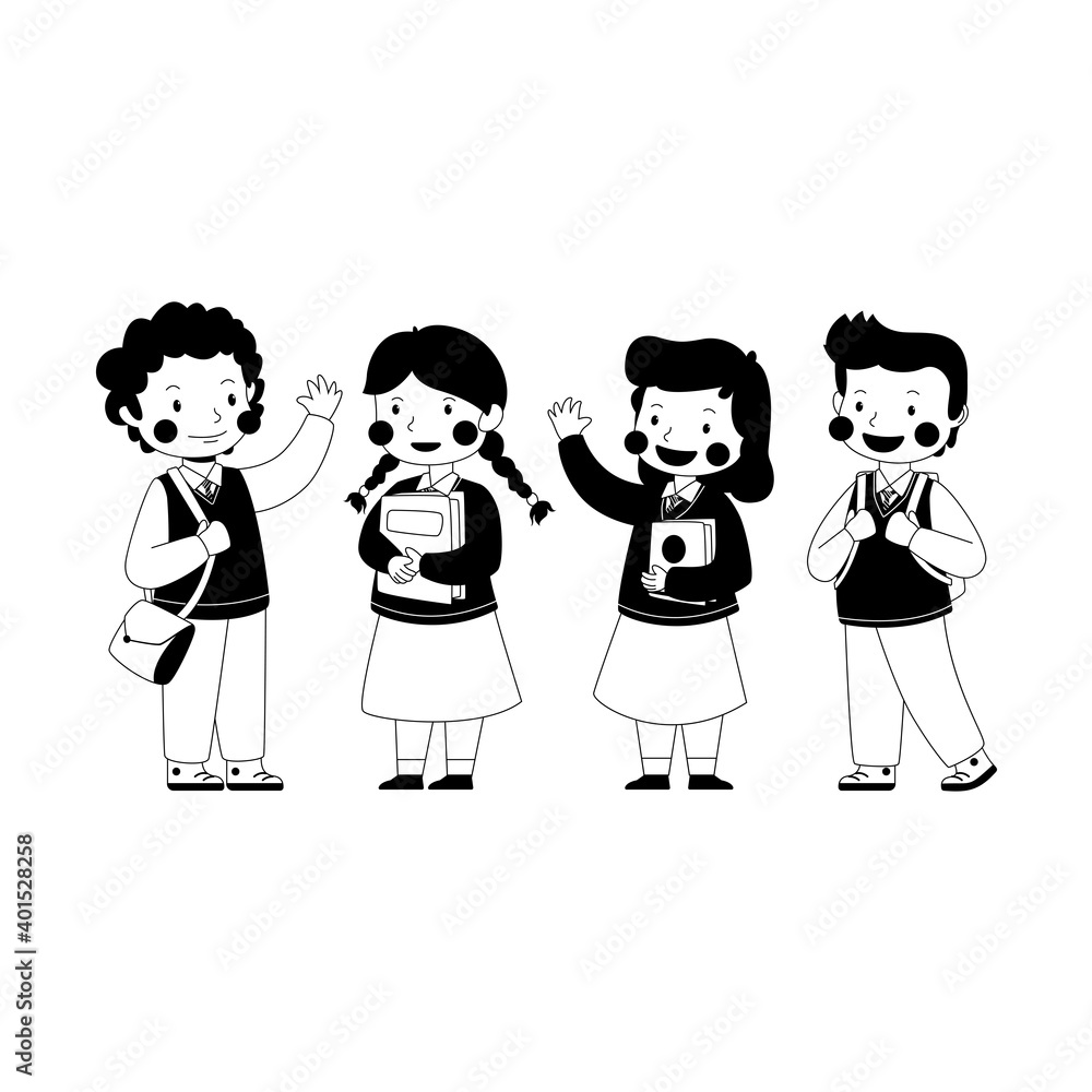 line art children illustration back to school collection, line art children illustration back to school collection,