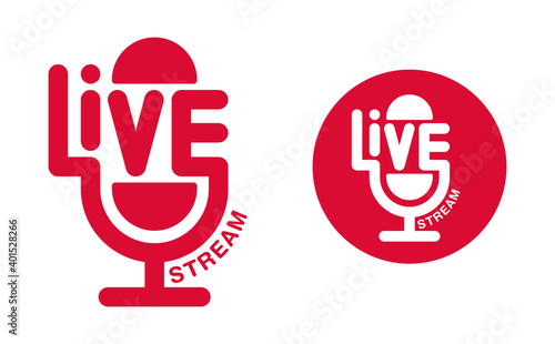 Live stream logo - word integrated in microphone