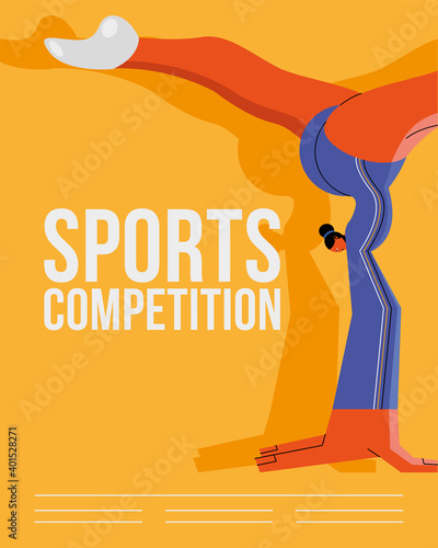 athlete practicing gymnastics sport character