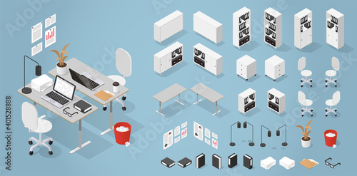 Isometric Office Furniture Kit