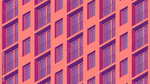 Isometric Building Facade Illustration