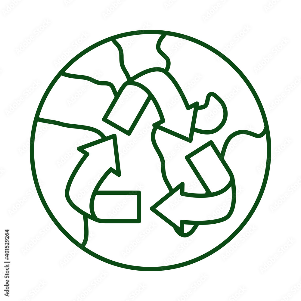 world planet earth with arrrows recycle ecology line icon world planet earth with arrrows recycle ecology line icon