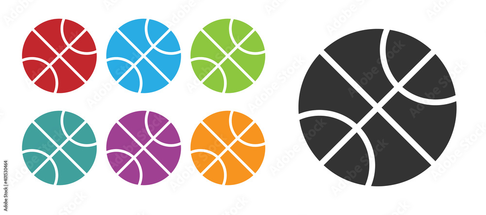Black Basketball ball icon isolated on white background. Sport symbol. Set icons colorful. Vector Illustration. Black Basketball ball icon isolated on white background. Sport symbol. Set icons colorful. Vector Illustration.