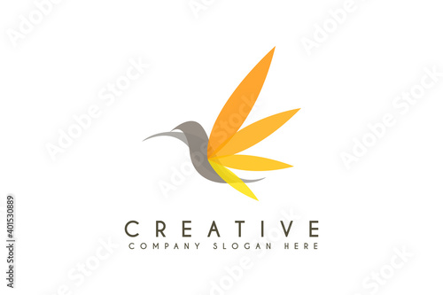 Humming bird logo design vector illustration. Humming bird business and technology logos template element design